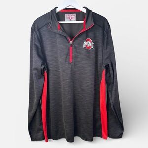 Ohio State Buckeyes Men's Gray and Red Quarter-Zip Sweatshirt Pullover XL